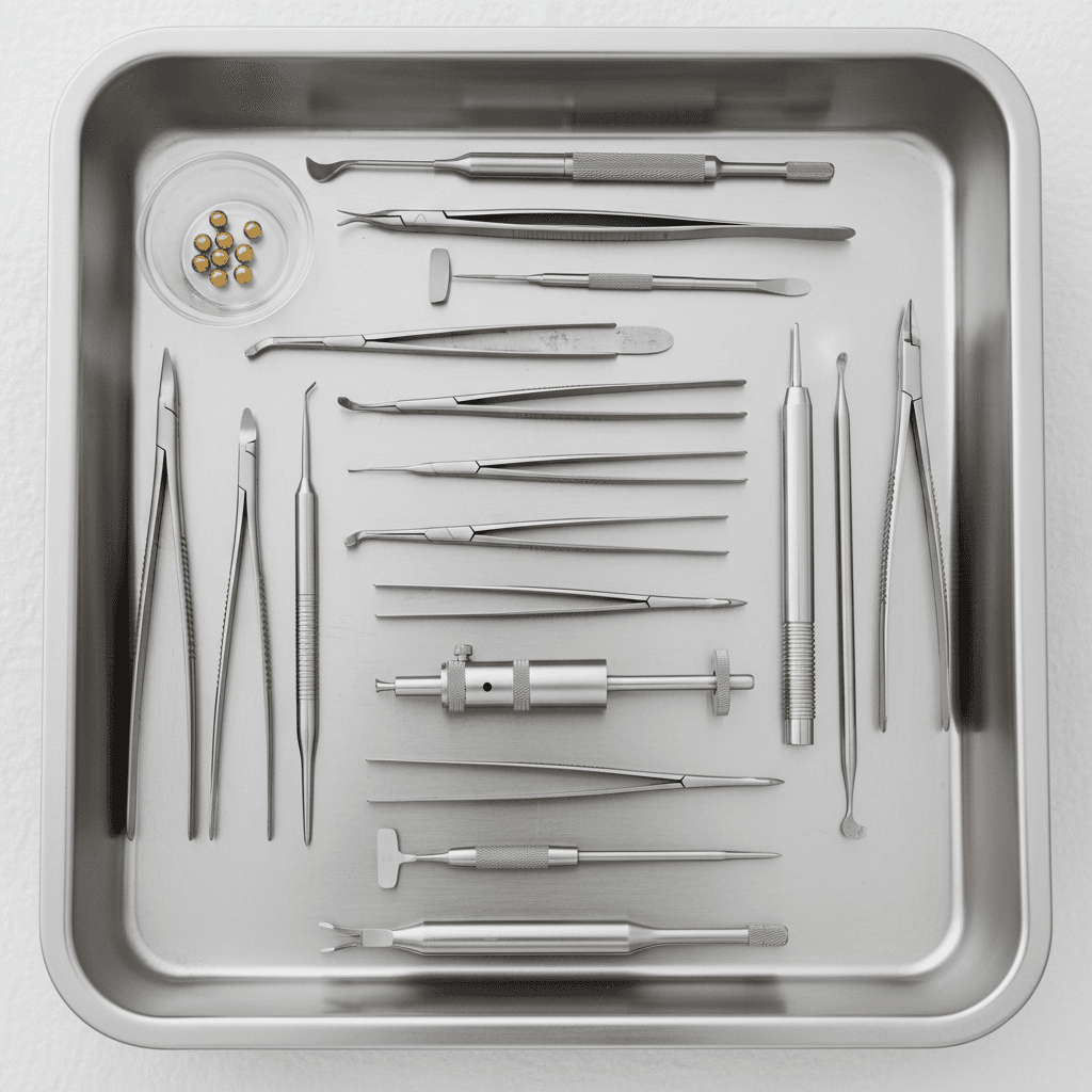 Instrumentos quirúrgicos de precisión para implantes de oro